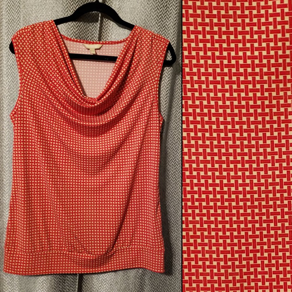 Banana Republic red & cream checked top
